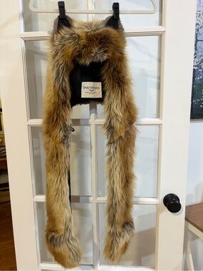 Vintage Red Fox Spirit Hoods Hooded Scarf, Unisex One Size Spirithoods Faux Fur